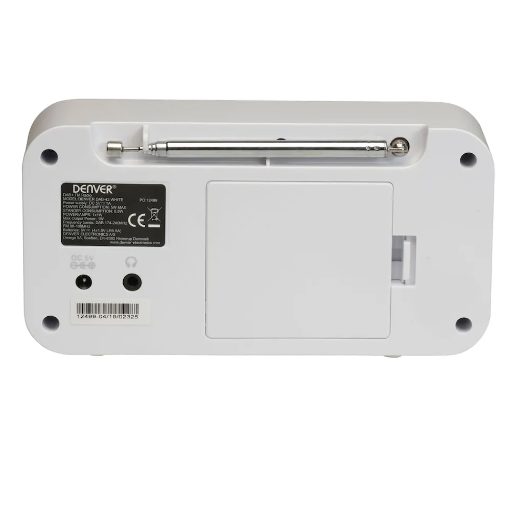 Denver DAB-42 FM-Radio– Batteriebetrieb, Dual-Alarm-Wecker, weiß Weiss New