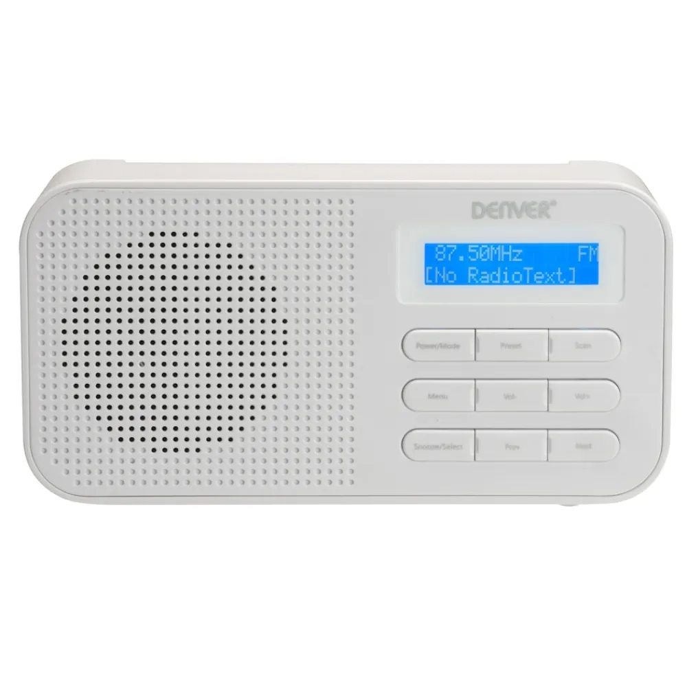 Denver DAB-42 FM-Radio– Batteriebetrieb, Dual-Alarm-Wecker, weiß Weiss New