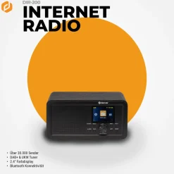 DIR-200 Internetradio–mit Dual-Alarm-Wecker, Bluetooth, schwarz ^ Denver Hot