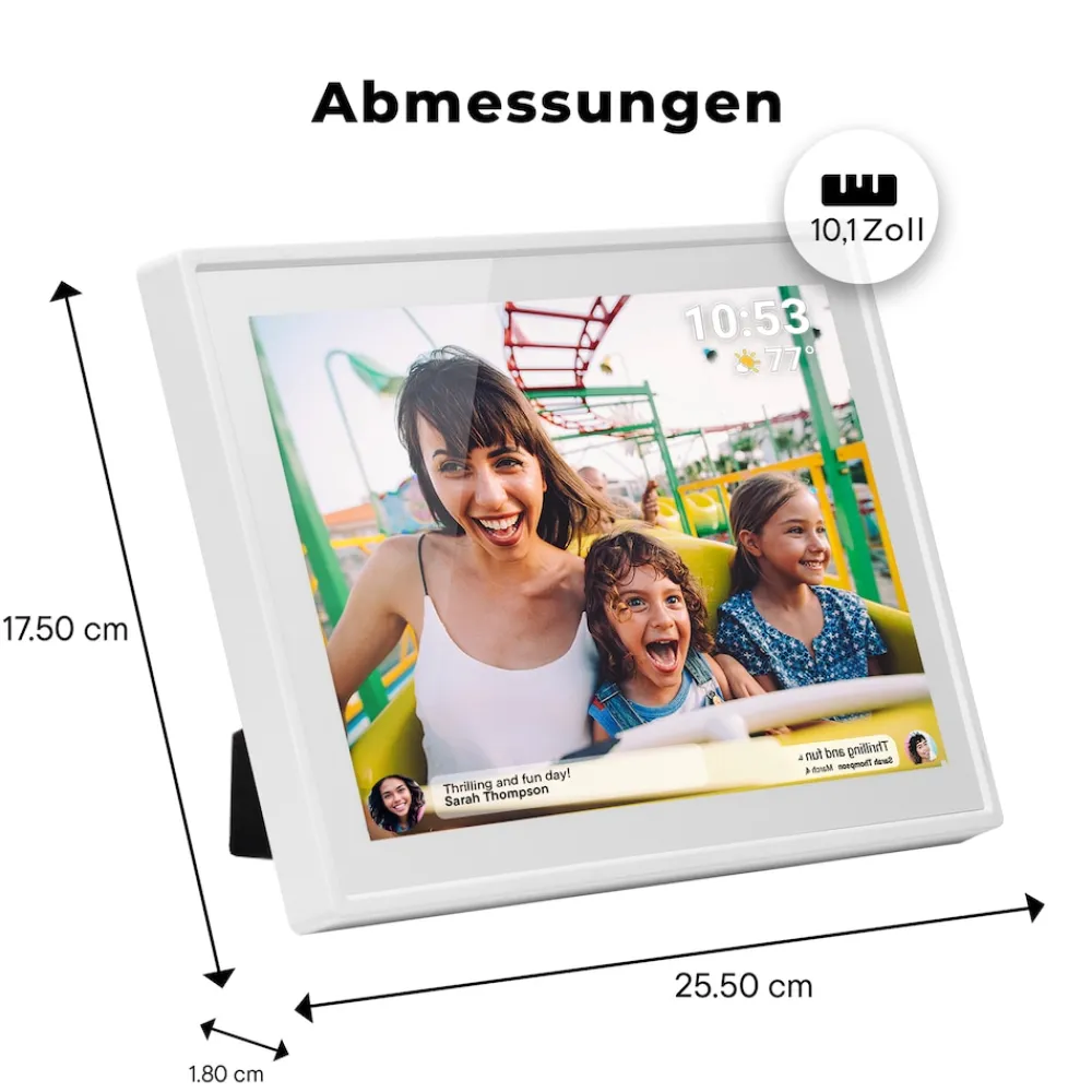 PFF-1021 Digitaler WiFi-Bilderrahmen, 10.1" Touchscreen, weiß ^ Denver Best