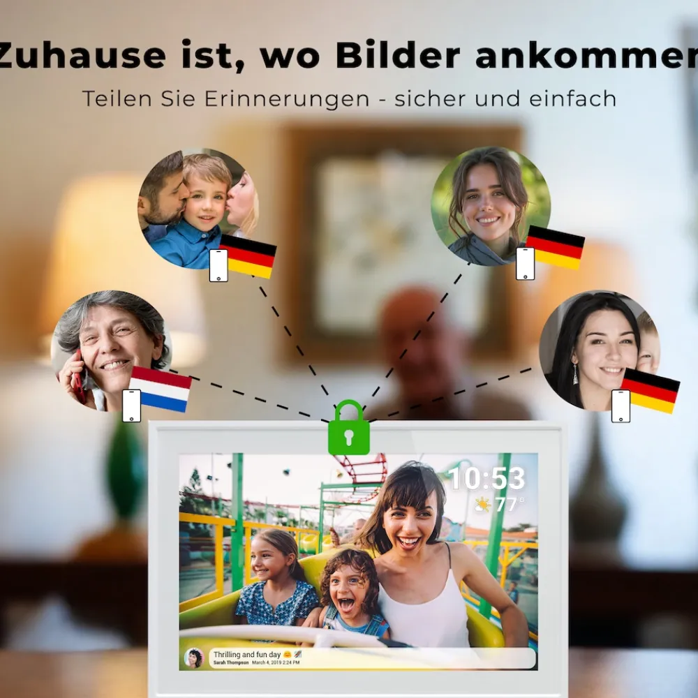PFF-1021 Digitaler WiFi-Bilderrahmen, 10.1" Touchscreen, weiß ^ Denver Best