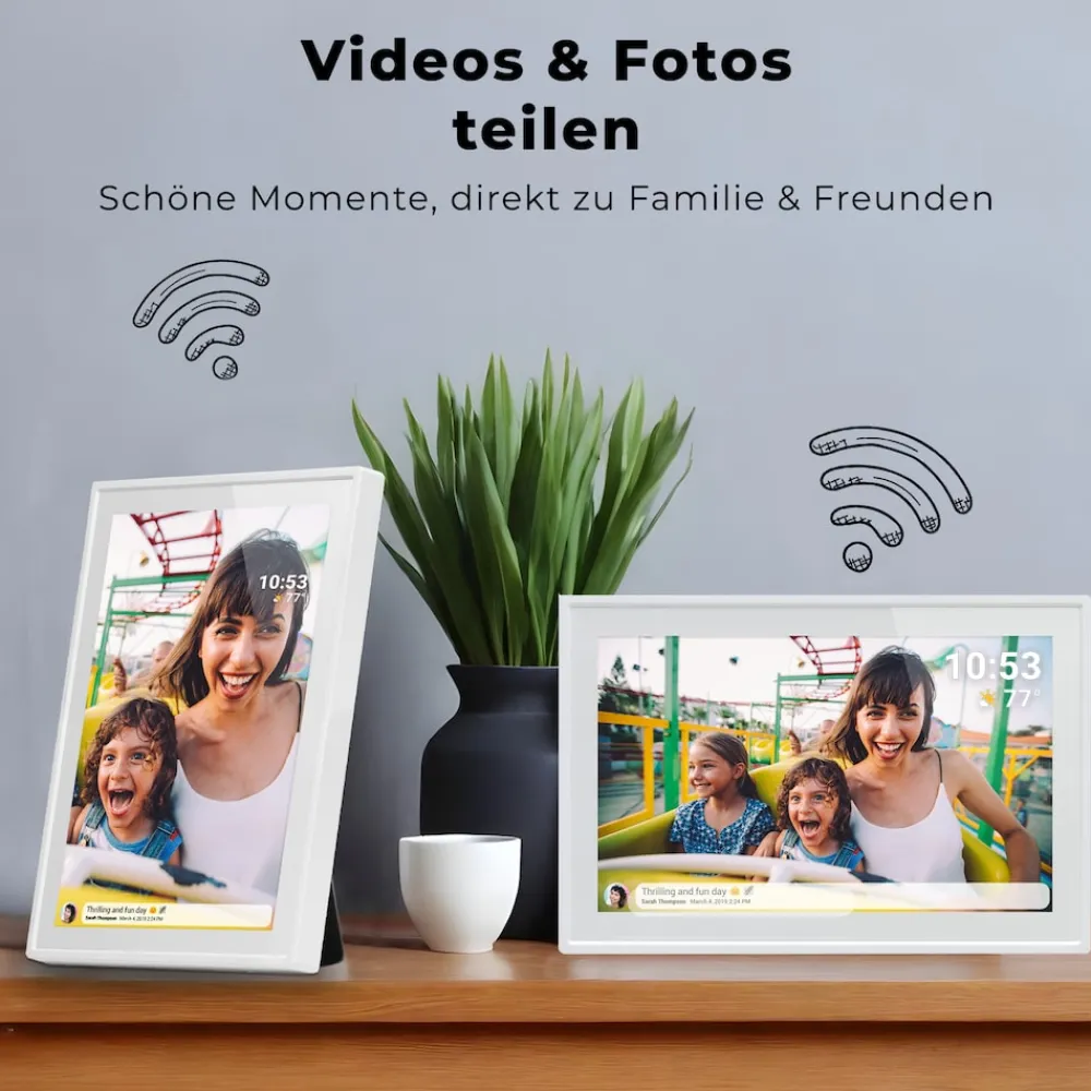 PFF-1021 Digitaler WiFi-Bilderrahmen, 10.1" Touchscreen, weiß ^ Denver Best