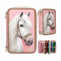 Depesche 3-Fach Federtasche CLASSIC inkl. Stifte Miss Melody 7,5 x 13 x 20 cm rosa New