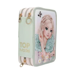 Depesche 3-Fach Federtasche mit Stickerei SUMMER FEELING inkl. Stifte TOPModel 7,5 x 13 x 20 cm grün Discount