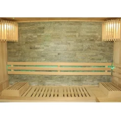 ® Finnische Traditionelle Sauna SARNIA PLUS 180cm x 140cm inkl. 6 KW Harvia Ofen, inkl.  Aufguss-Set, Sanduhr, Thermometer ^ Dewello