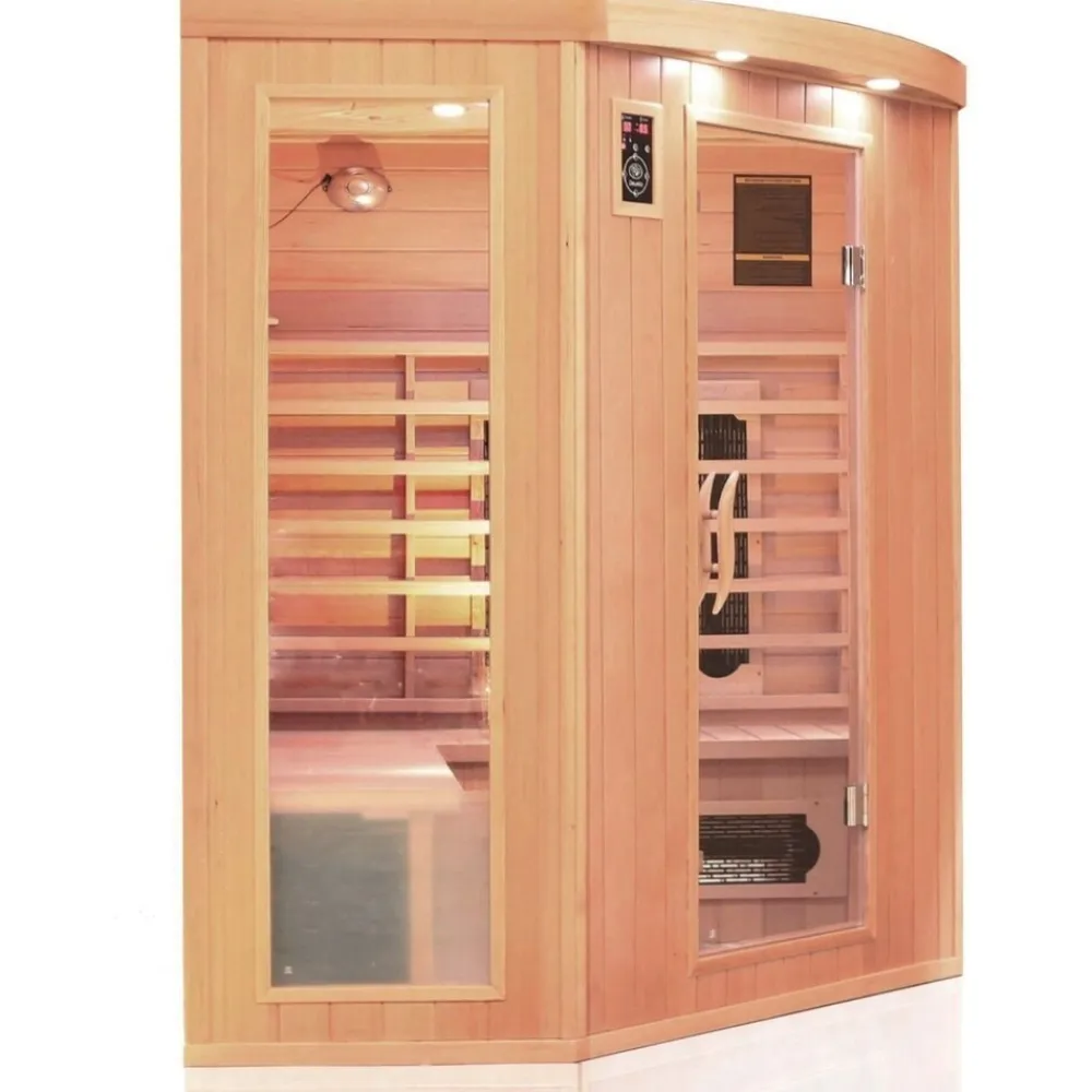 ® Infrarotkabine Infrarotsauna HALEY 160cm x 160cm inkl. 8 Keramikstrahler, Bodenstrahler und Zubehör, Farblicht, LED ^ Dewello Best