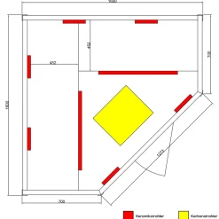 ® Infrarotkabine Infrarotsauna HALEY 160cm x 160cm inkl. 8 Keramikstrahler, Bodenstrahler und Zubehör, Farblicht, LED ^ Dewello Best