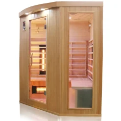 ® Infrarotkabine Infrarotsauna HALEY 160cm x 160cm inkl. 8 Vollspektrumstrahler, Bodenstrahler, Radio, Farblicht ^ Dewello Online