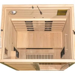 ® Infrarotkabine Infrarotsauna HAMLIN 130cm x 105cm inkl. 5 Vollspektrumstrahler, Bodenstrahler, 2 Personen, LED ^ Dewello Outlet