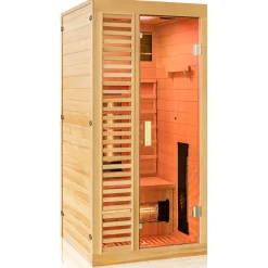 ® Infrarotkabine Infrarotsauna HAMLIN 90cm x 90cm inkl. 4 Vollspektrumstrahler, Bodenstrahler, 1 Person, LED ^ Dewello Clearance