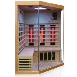 ® Infrarotkabine Infrarotsauna BRANDON 140cm x 140cm inkl. 6 Vollspektrumstrahler, 3 Karbonstrahler, 2 Personen ^ Dewello Sale
