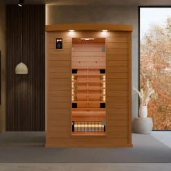 ® Infrarotkabine Infrarotsauna PIERSON 135cm x 105cm inkl. 5 Vollspektrumstrahler, 3 Karbonstrahler, 2 Personen ^ Dewello Sale