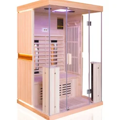 ® Infrarotkabine Infrarotsauna KINGSTON 130cm x 105cm inkl. 4 Vollspektrumstrahler, 2 Karbonstrahler, 2 Personen ^ Dewello Best