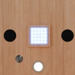 ® Infrarotkabine Infrarotsauna HYDER 115cm x 105cm inkl. 6 Vollspektrumstrahler, Radio, Farblicht, 2 Personen,LED ^ Dewello Discount