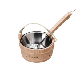 ® Saunaeimer inkl. Kelle mit Edelstahleinsatz, Fassungsvermögen ca. 3 Liter, Hemlock-Holz, Bambusstreben ^ Dewello Clearance
