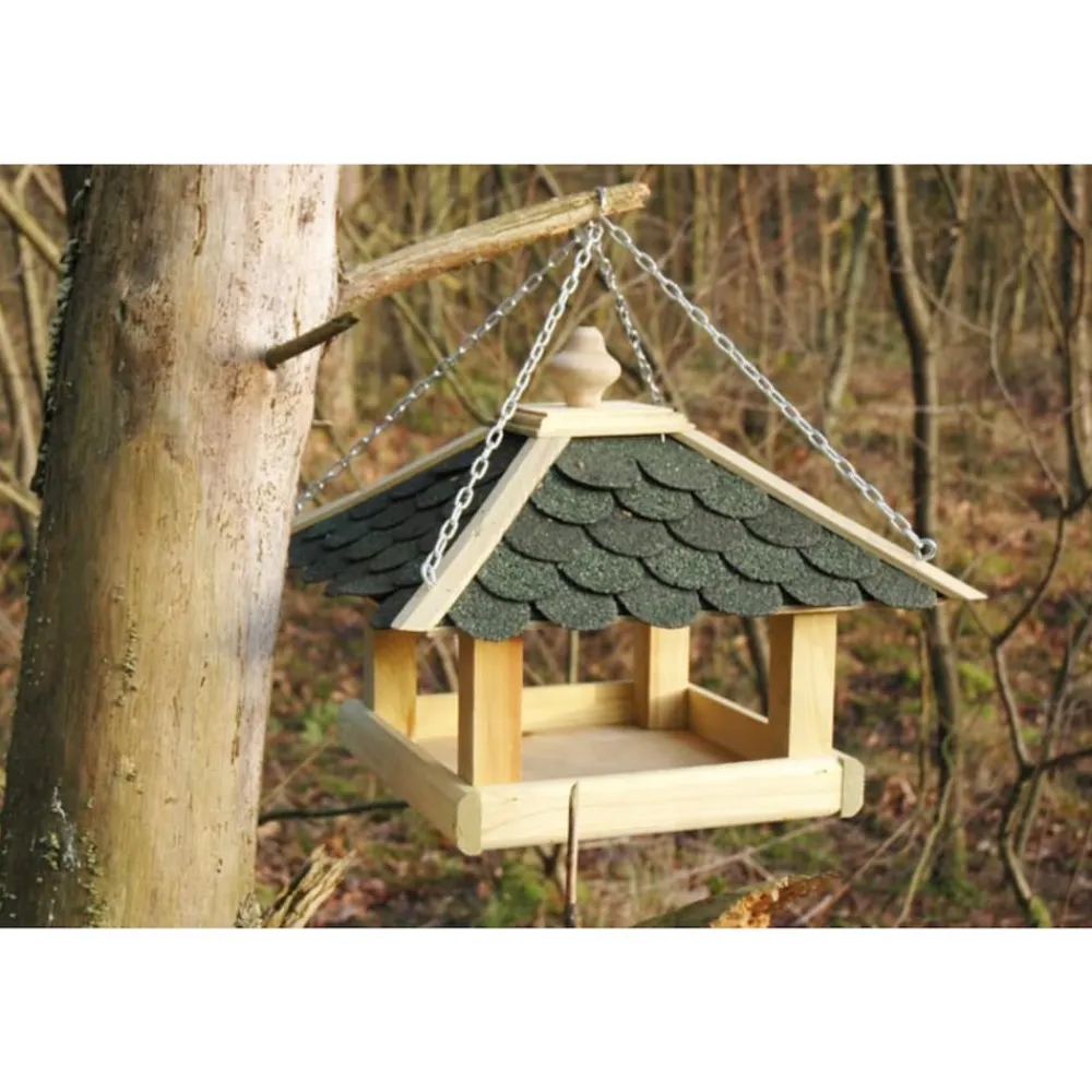 Futterhaus mit grünen Bitumenschindeln inkl. Kette ^ Dobar Discount