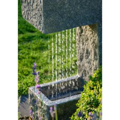 Polyresin-Brunnen mit Pumpe und LED´s, eckig mit Pflanzenoption ^ Dobar Hot