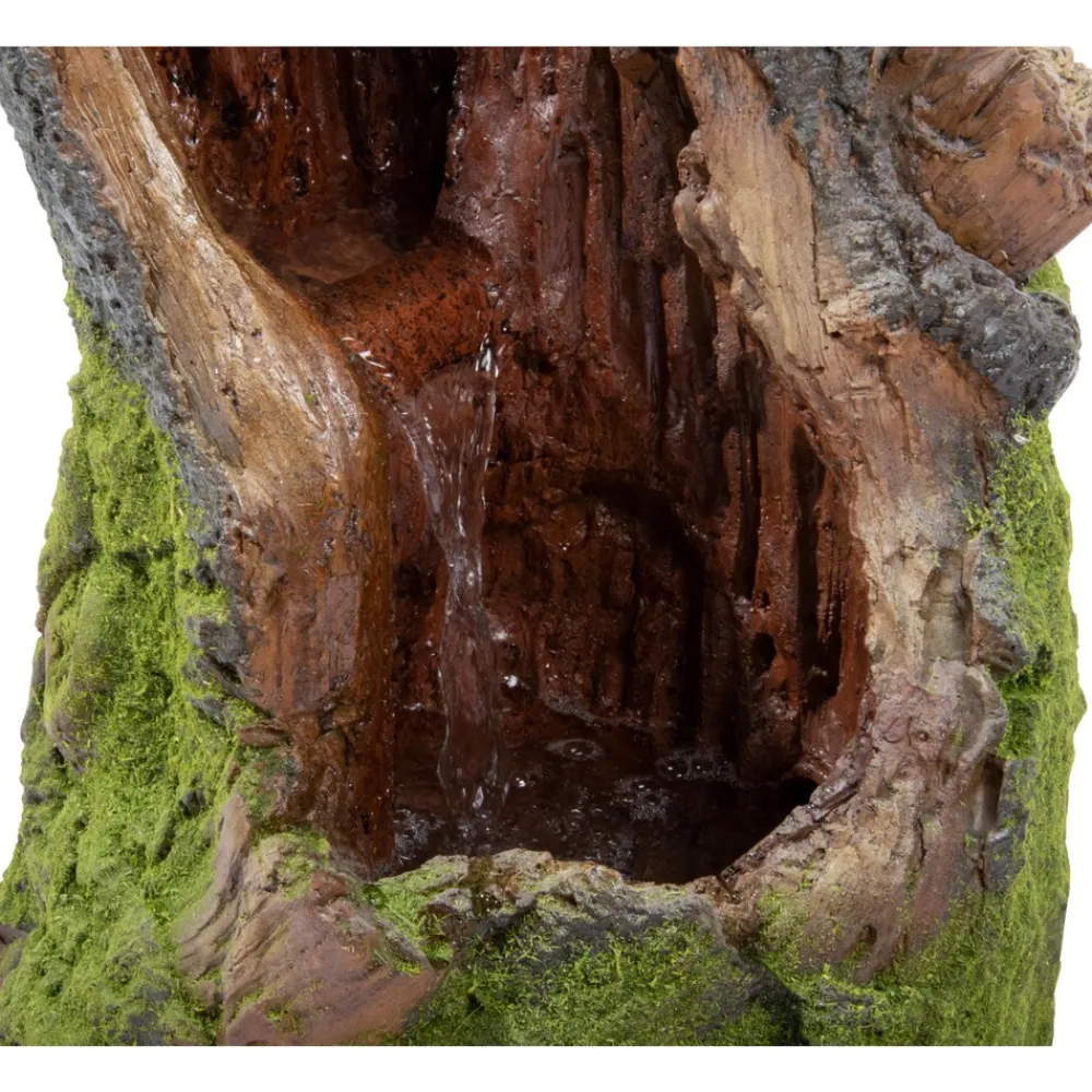Dobar Polyresin-Brunnen mit Pumpe und LED´s, Baumstamm gebogen Outlet