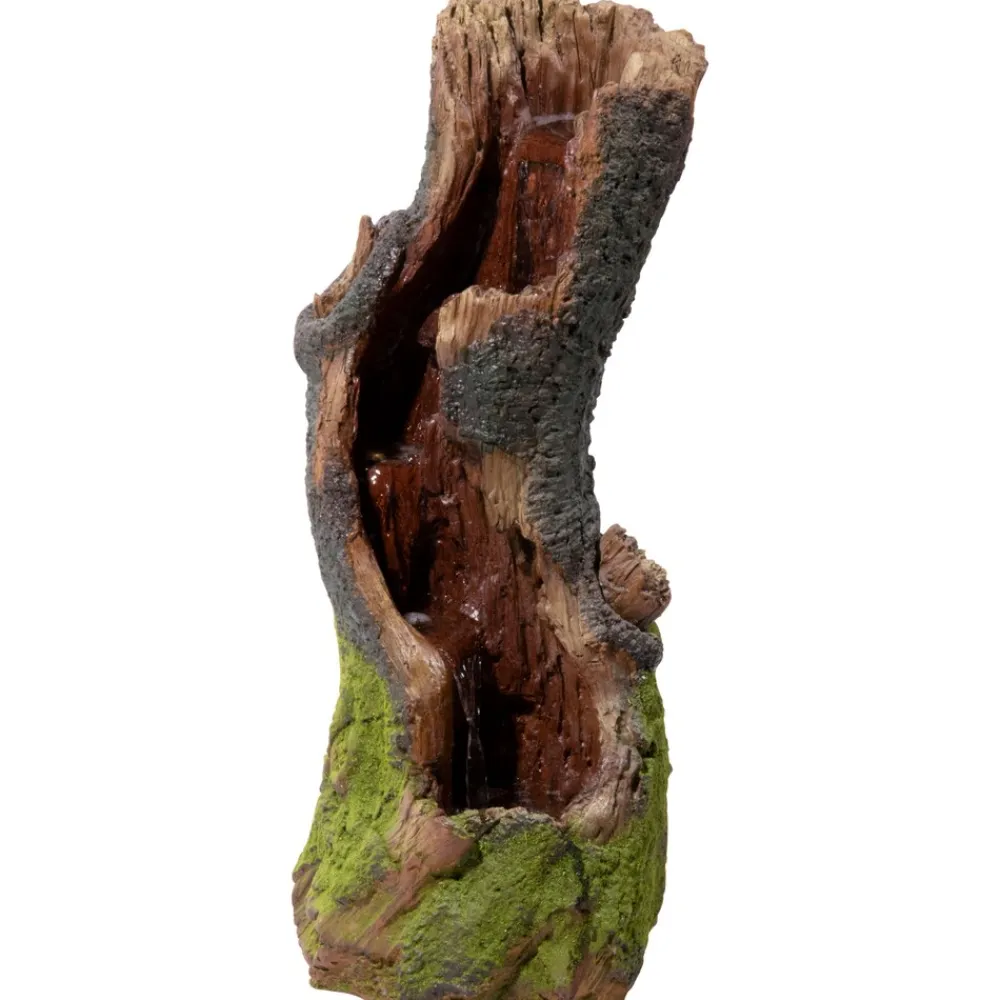Dobar Polyresin-Brunnen mit Pumpe und LED´s, Baumstamm gebogen Outlet