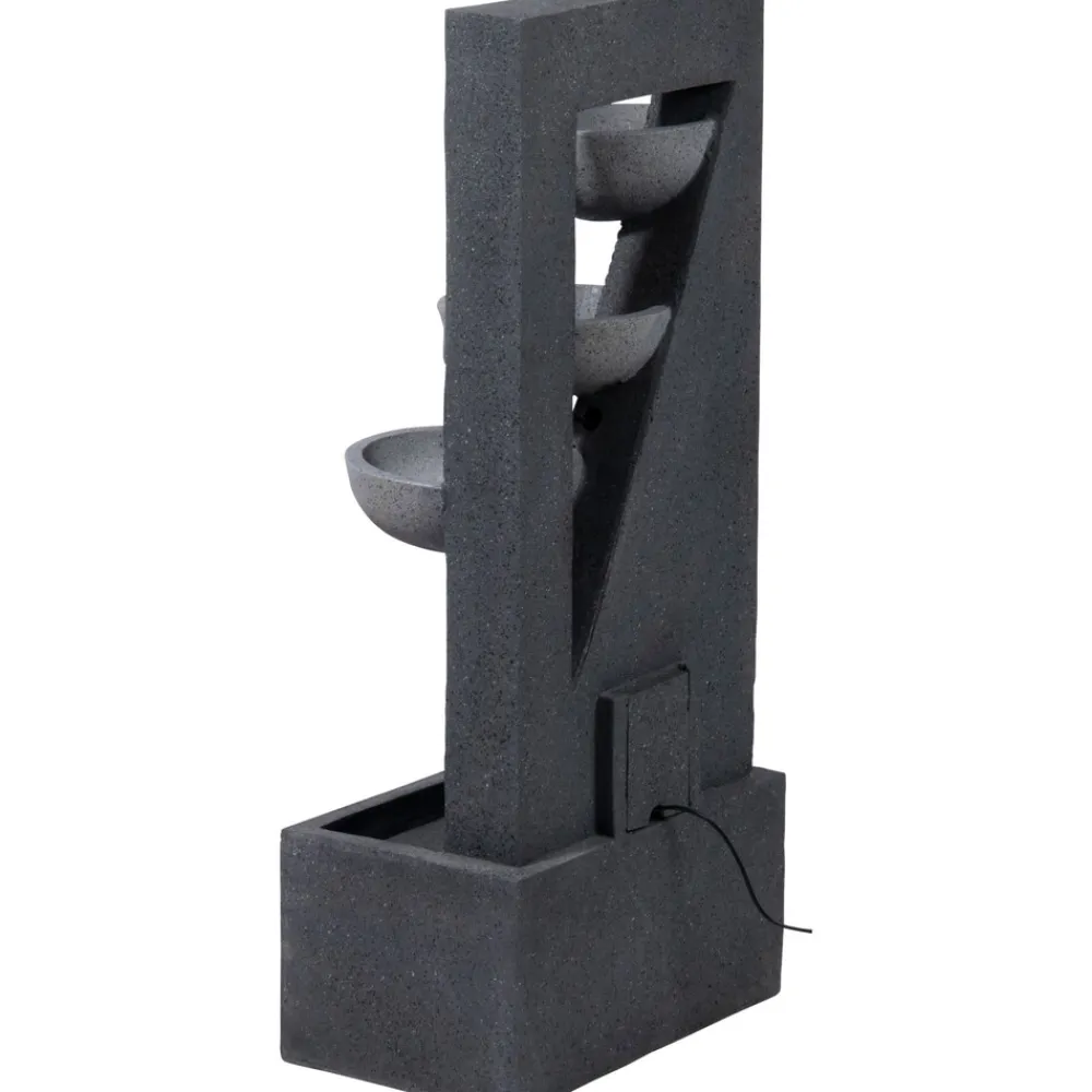 Polyresin-Brunnen mit Pumpe und LED´s, eckig mit 4 Schalen ^ Dobar Discount