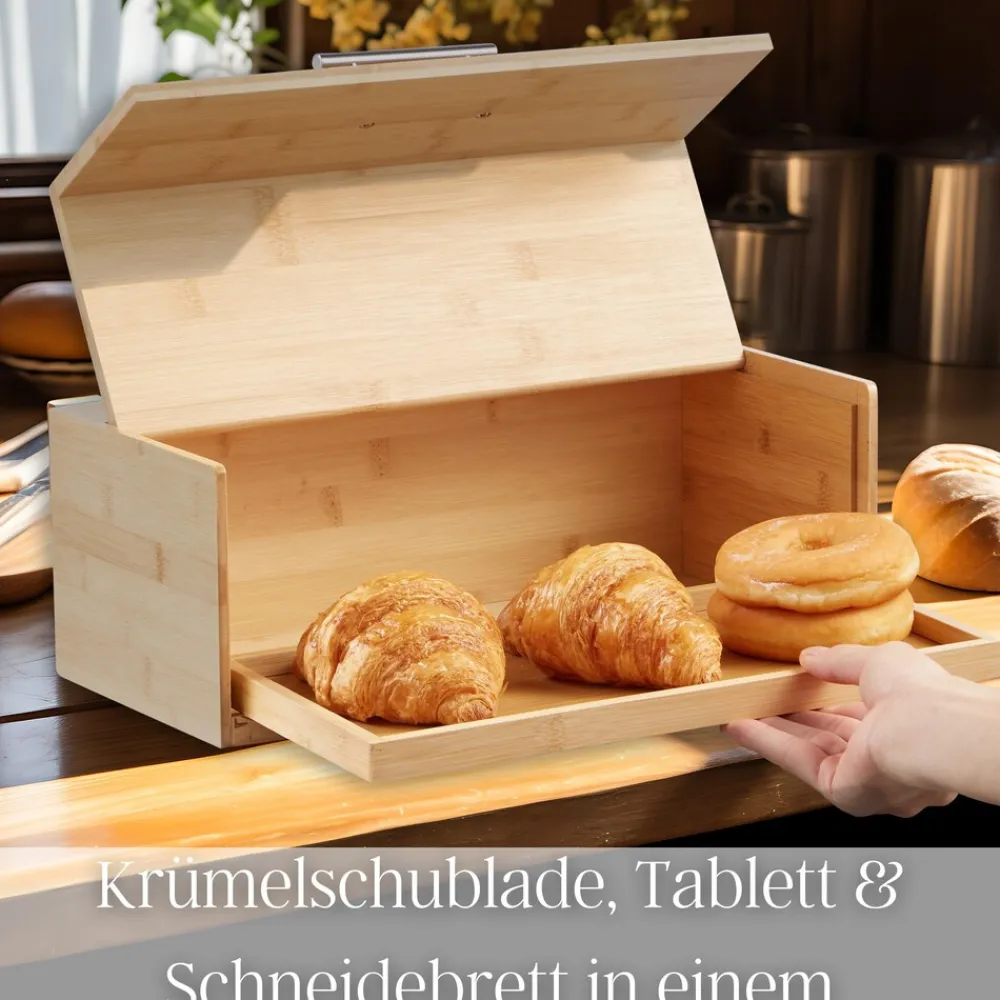 Brotbox mit Klappdeckel aus nachhaltigem Bambus Brotkasten ^ Ecosa Discount