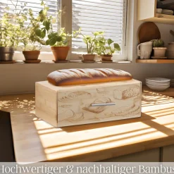 Brotbox mit Klappdeckel aus nachhaltigem Bambus Brotkasten ^ Ecosa Discount