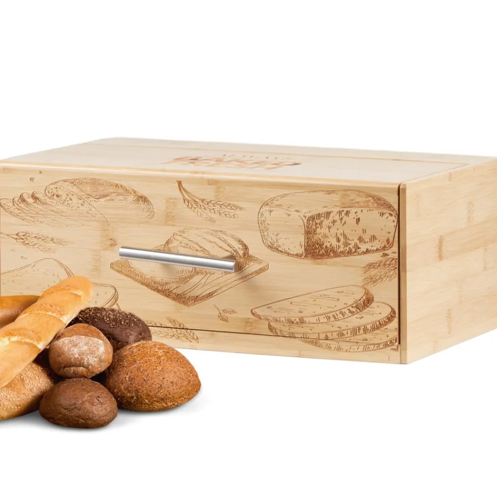 Brotbox mit Klappdeckel aus nachhaltigem Bambus Brotkasten ^ Ecosa Discount