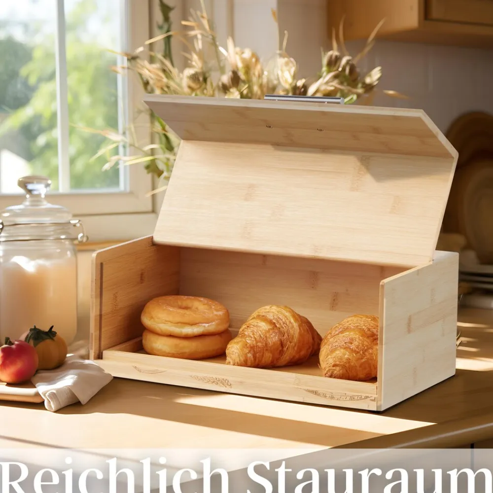 Brotbox mit Klappdeckel aus nachhaltigem Bambus Brotkasten ^ Ecosa Discount