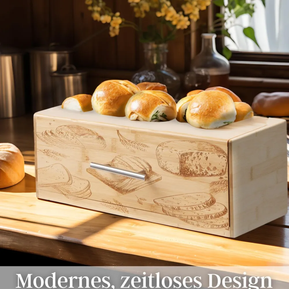 Brotbox mit Klappdeckel aus nachhaltigem Bambus Brotkasten ^ Ecosa Discount