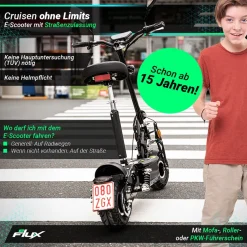 Street 20 Pro E-Scooter, Straßenzulassung, 20 km/h, 500 Watt, Elektroroller mit Sitz, klappbar ^ eFlux