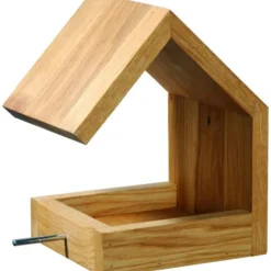 Eiche-Futterhaus mit Satteldach und Anflugstange ^ LUXUS-VOGELHAUS Sale