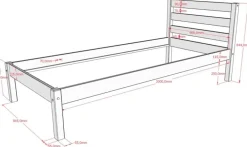 vipack Einzelbett Pino mit Liegefläche 90x200 cm- Natur lackiert