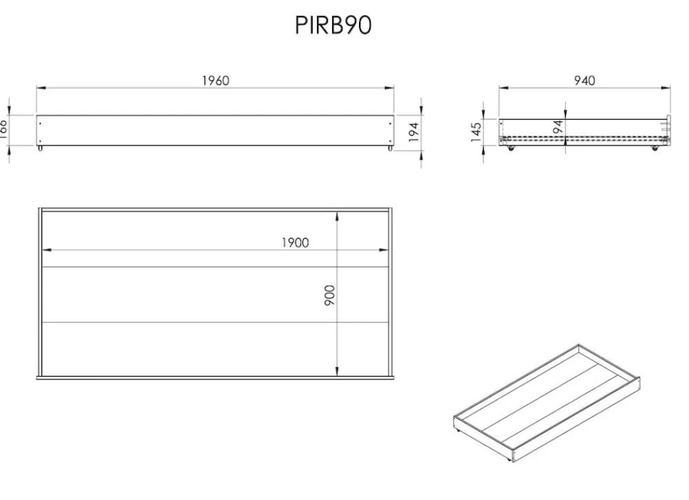 vipack Einzelbett Pino 90x200 cm, mit Lattenrost, inkl. Bettschublade, natur lackiert Discount