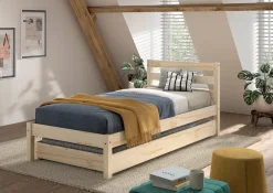 vipack Einzelbett Pino 90x200 cm, mit Lattenrost, inkl. Bettschublade, natur lackiert Discount
