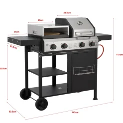 EL FUEGO ® 3in1 Kombigrill "Boston" Gasgrill, Pizzaofen und Edelstahl-Plancha Best