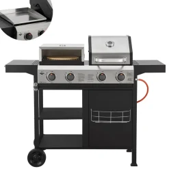 EL FUEGO ® 3in1 Kombigrill "Boston" Gasgrill, Pizzaofen und Edelstahl-Plancha Best