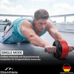 EliteAthlete® Bauchroller Bauchmuskeltrainer - Bauchtrainer für Zuhause - Bauch Weg Abdominal Trainer - AB Wheel Roller inkl. gepolsterter Kniematte - ^ HOEL Outlet