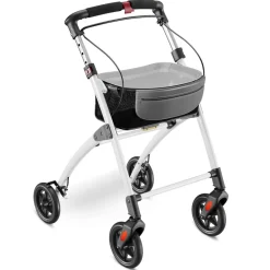 eloneo Wohnungsrollator 54cm breit, faltbar und leicht, inkl. Tablett & Stoffkorb »Premium«, Weiß Clearance