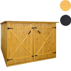 2er-Fahrradgarage -H60, Fahrradbox Geräteschuppen Gerätehaus, MVG abschließbar 151x200x200cm ~ braun ^ MCW Best