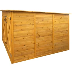 2er-Fahrradgarage -H60, Fahrradbox Geräteschuppen Gerätehaus, MVG abschließbar 151x200x200cm ~ braun ^ MCW Best