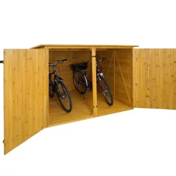 2er-Fahrradgarage -H60, Fahrradbox Geräteschuppen Gerätehaus, MVG abschließbar 151x200x200cm ~ braun ^ MCW Best