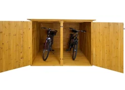 2er-Fahrradgarage -H60, Fahrradbox Geräteschuppen Gerätehaus, MVG abschließbar 151x200x200cm ~ braun ^ MCW Best