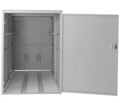 2er-Fahrradgarage -L56c, Gerätehaus Fahrradbox mit Ablage, abschließbar Metall 160x113x209cm ~ hellgrau ^ MCW Online