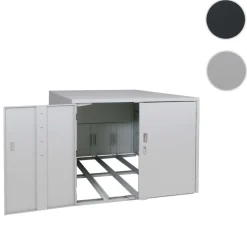 3er-Fahrradgarage -P93, Fahrradunterstand FahrradboxBikebox, abschließbar verzinkter Stahl 124x148x208cm ~ hellgrau ^ MCW Sale