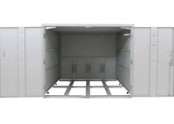 3er-Fahrradgarage -P93, Fahrradunterstand FahrradboxBikebox, abschließbar verzinkter Stahl 124x148x208cm ~ hellgrau ^ MCW Sale