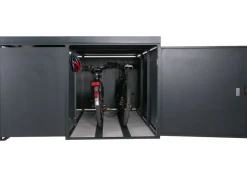3er-Mülltonnenverkleidung / 2er-Fahrradgarage mit Pflanzkasten -N79, abschließbar 130x193x208 cm Metall anthrazit ^ MCW Hot
