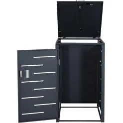 1er-Mülltonnenverkleidung -E83, Mülltonnenbox Mülltonnenabdeckung, erweiterbar 103x60x62cm ~ anthrazit, Stahl 24kg ^ MCW New