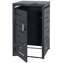 1er-Mülltonnenverkleidung -E83, Mülltonnenbox Mülltonnenabdeckung, erweiterbar 103x60x62cm ~ anthrazit, Stahl 24kg ^ MCW New