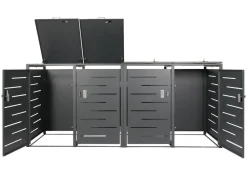 4er-Mülltonnenverkleidung -E83, Mülltonnenbox Mülltonnenabdeckung, erweiterbar 117x263x80cm ~ anthrazit, Stahl 108kg ^ MCW Discount