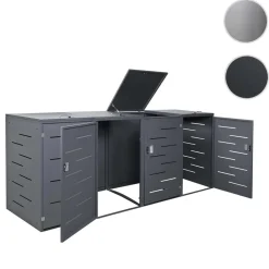 4er-Mülltonnenverkleidung -E83, Mülltonnenbox Mülltonnenabdeckung, erweiterbar 117x263x80cm ~ anthrazit, Stahl 108kg ^ MCW Discount